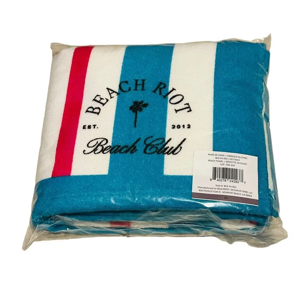 Beach Riot Pink & Blue Stripe Beach Club Towel